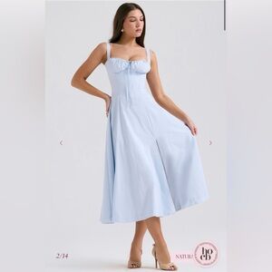 House of CB Carmen Light Blue Sun Dress
